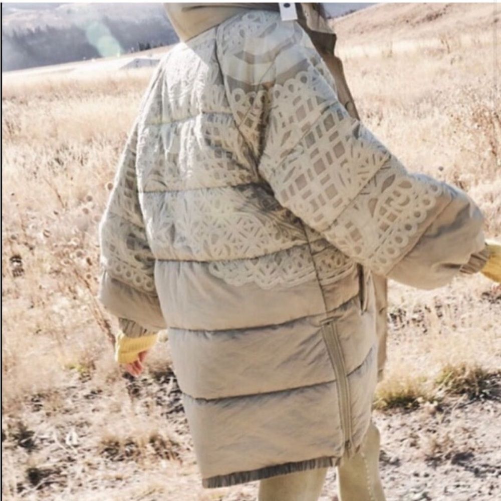 Free People Headed For The Hills Embroidered Puffer Jacket Military Green, S NWT - Picture 2 of 14